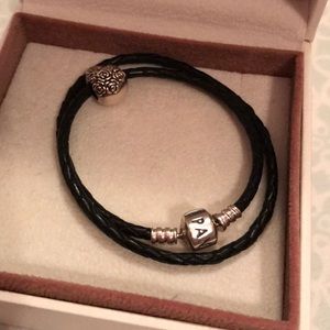 Pandora Jewelry - Pandora Leather Wrap Bracelet w/charm Pandora Jewelry - Pandora Leather Wrap Bracelet w/charm